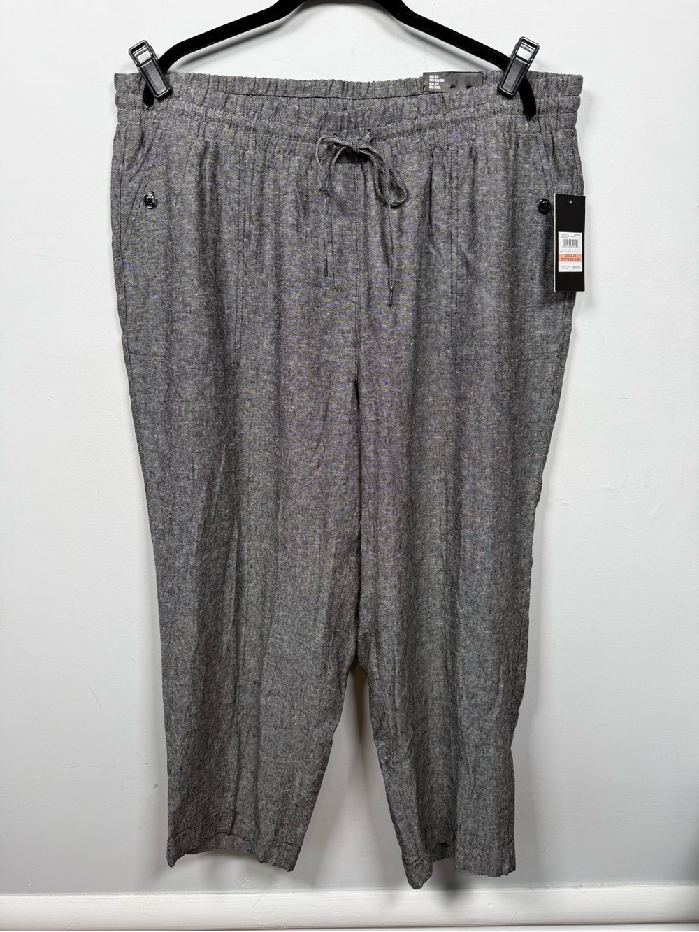 NWT Jones New York Signature Gray Linen Blend Cropped Pants Plus Dize 2X